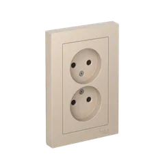 Розетка двойная без заземления со шторками Systeme Electric AtlasDesign Песочный ATN001222
