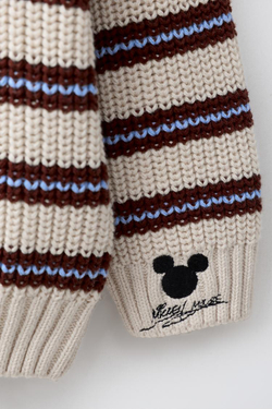 ZARA СВИТЕР В ПОЛОСКУ MICKEY MOUSE © DISNEY, КОРИЧНЕВО-СИНИЙ