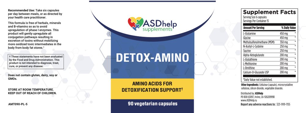 Detox AMINO 90 capsules — этикетка (Supplement Facts)