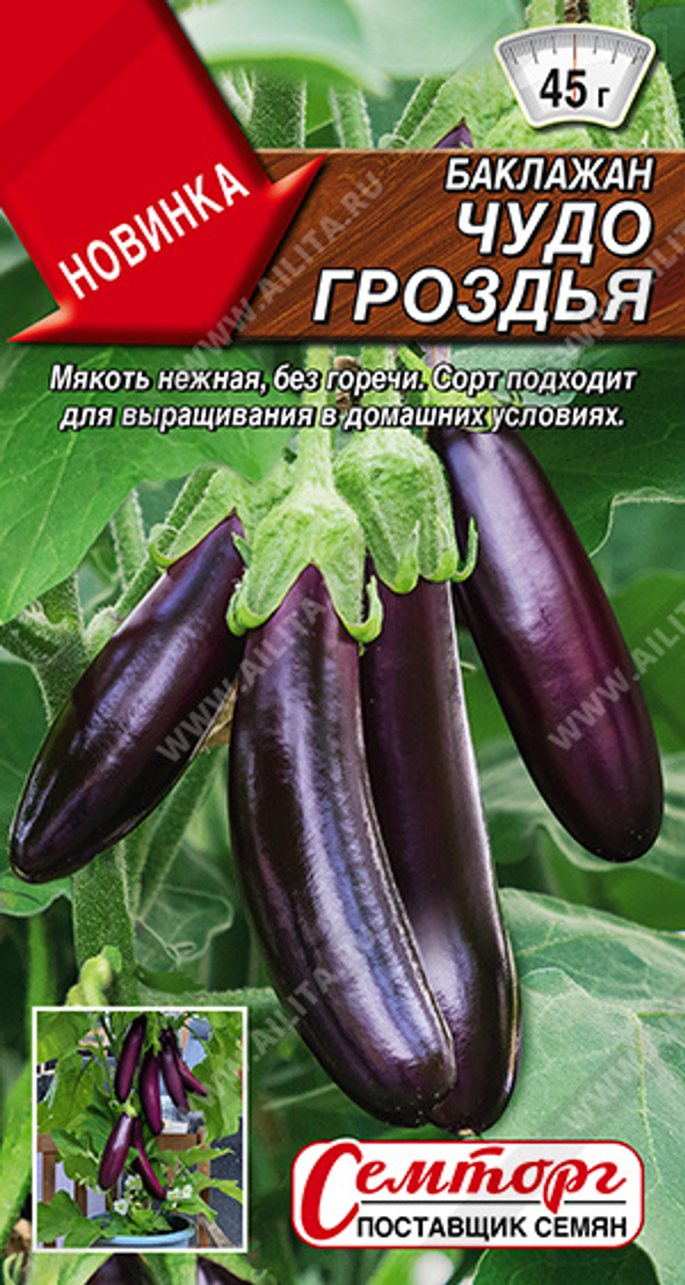 Баклажан Чудо гроздья 10 шт (Аэлита)