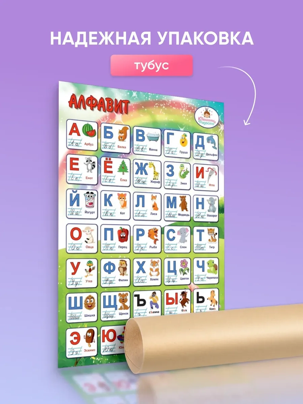 Русский алфавит плакат А2, азбука на стену