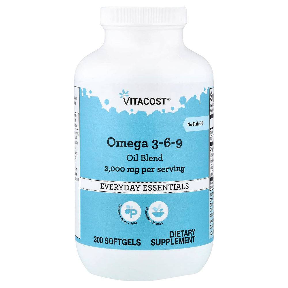 Vitacost, смесь масел омега 3-6-9, 300 капсул (1000 мг в 1 капсуле)