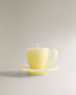ZARA HOME ДЕКОРАТИВНАЯ СВЕЧА В ФОРМЕ КРУЖКИ, ЖЕЛТО-ОРАНЖЕВЫЙ