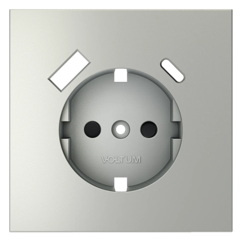 Накладка для розетки с заземлением и защитными шторками, с USB A+C, (сталь) Voltum S70 VLS001005