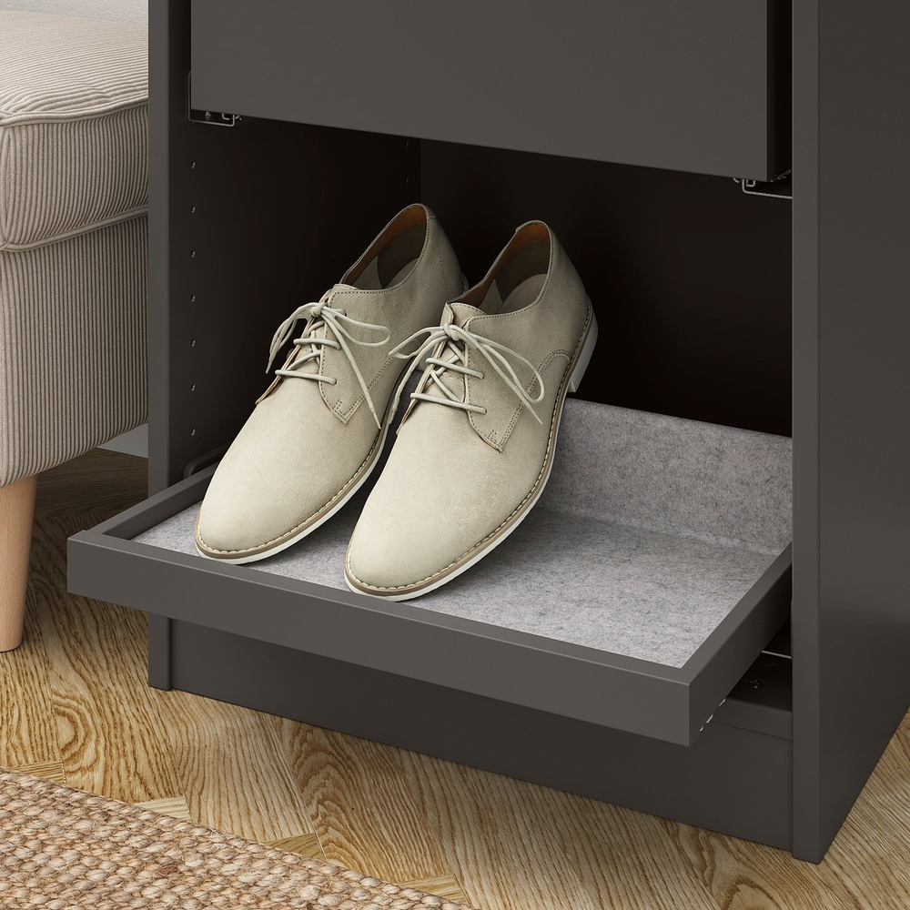 IKEA KOMPLEMENT  (ИКЕА КОМПЛЕМЕНТ)  -  Выдвижной лоток с вкладышем для обуви - тёмно-серый/светло-серый 50x35 см
