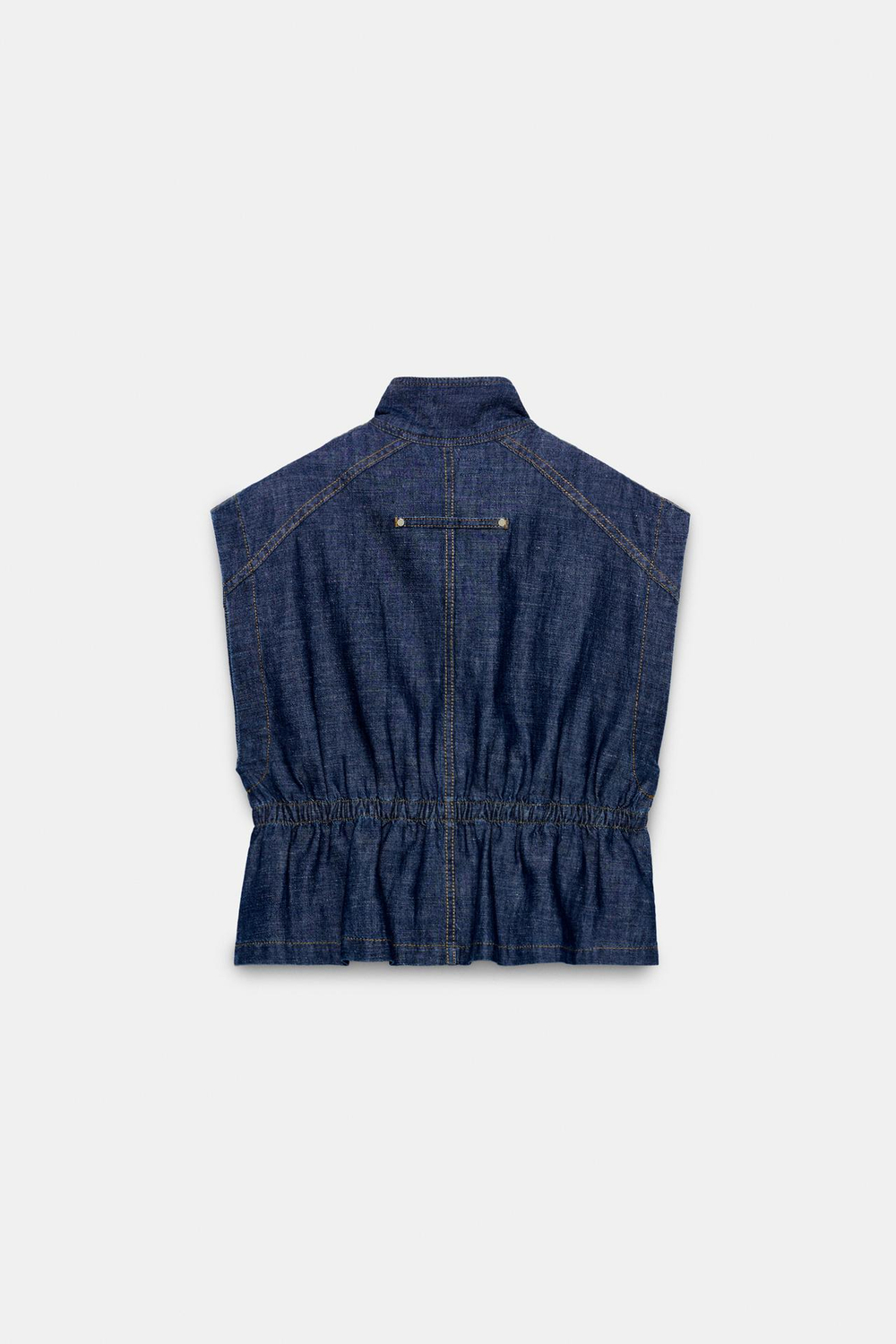 ZARA ЖИЛЕТ ИЗО ЛЬНА С ЭЛАСТИЧНОЙ ТАЛИЕЙ, ИНДИГО