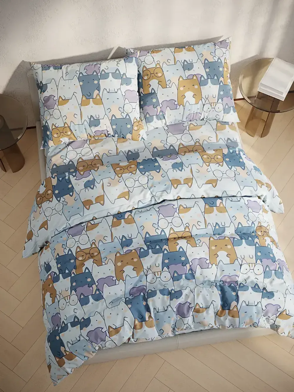 Наволочка комплект 2шт бязь Сказка "Feline" 50x70 см на молнии