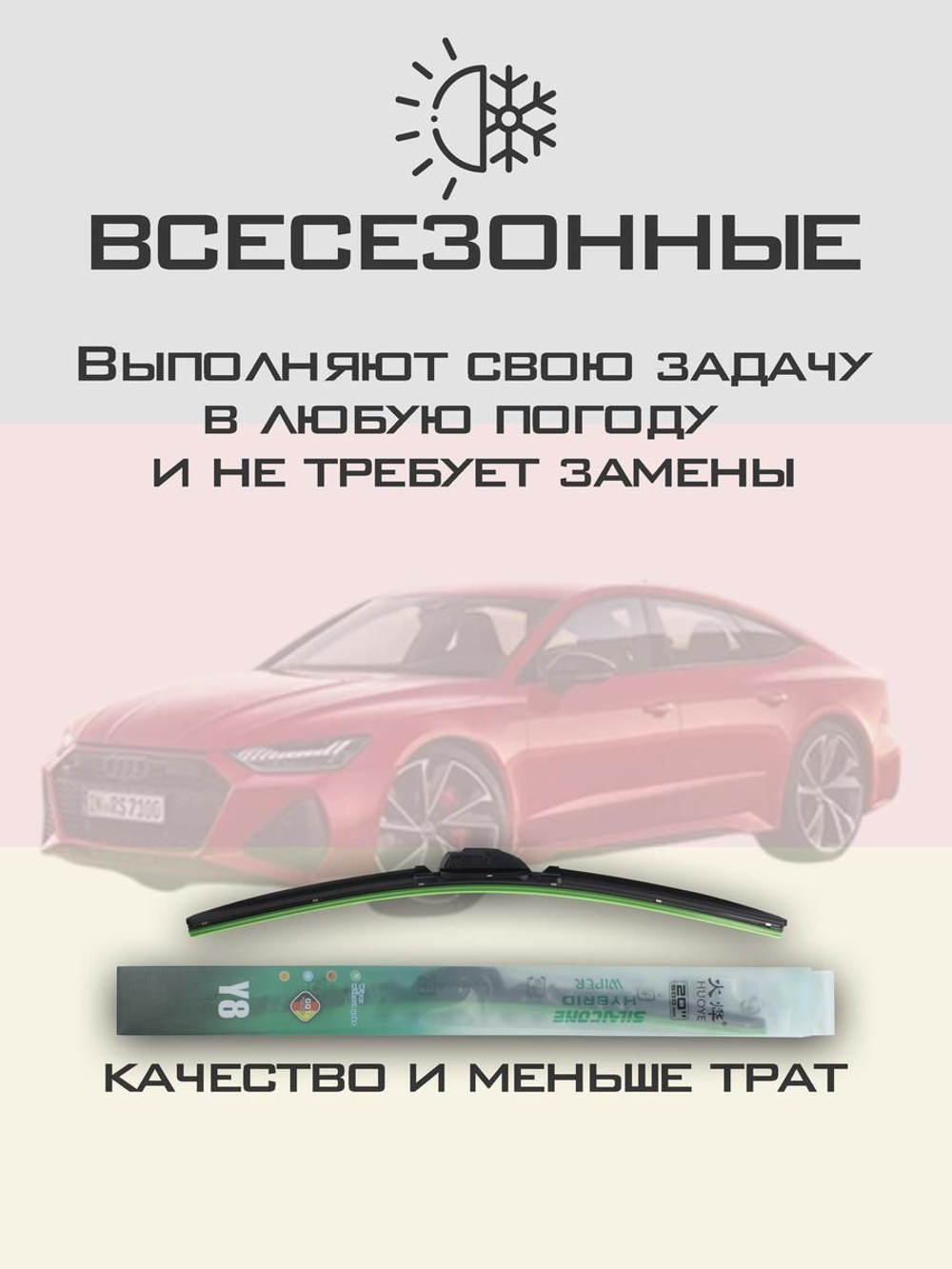 Щетки стеклоочистителя HUOYE Y8 600/500 мм на Audi RS7 | Push button