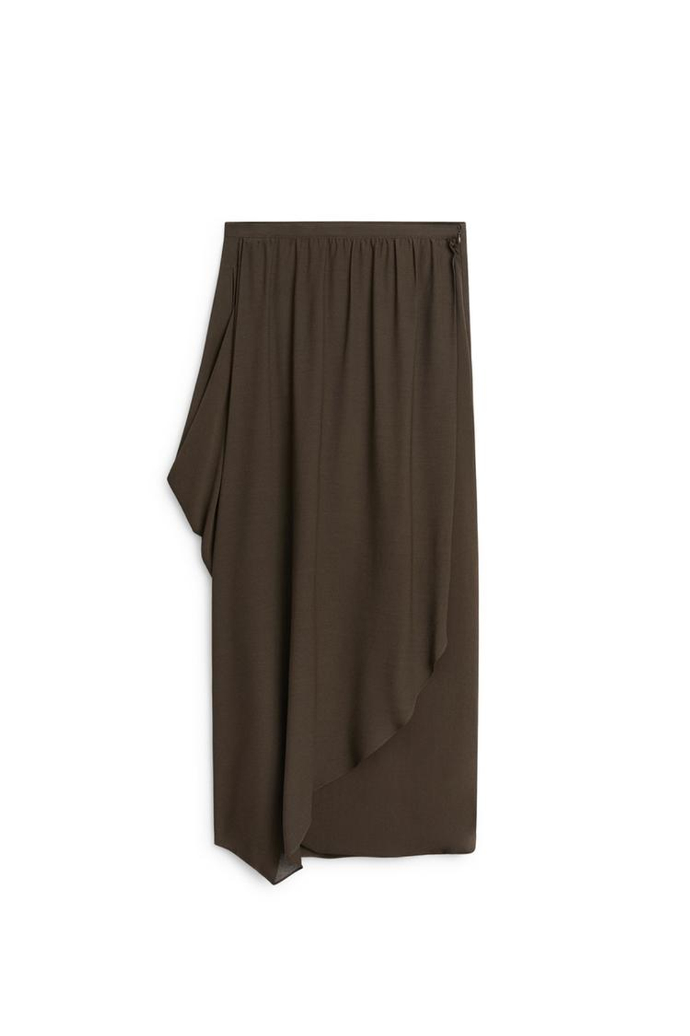 Massimo Dutti Струящаяся асимметричная юбка миди - Limited Edition, коричневый