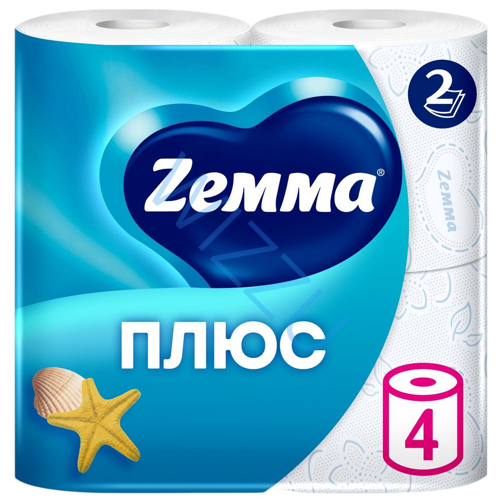 Бумага туалетная Zemma Плюс Свежесть Океана 2 сл. 4 рул