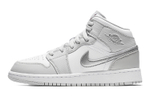 Jordan Air Jordan 1 Mid High top Basketball Shoes White Silver Unisex