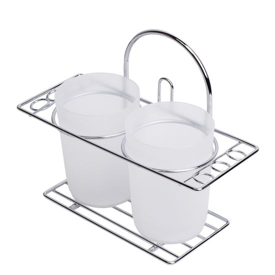 Стакан двойной для зубных щеток Besser BS 0127 (20х8,5х16 см) с хромированной подставкой