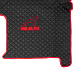 Ковры MAN TGX с 2-мя ящиками (механика), (экокожа, черный, красный кант, красная вышивка)