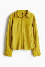 Рубашка с льном и сборками по бокам - H&M