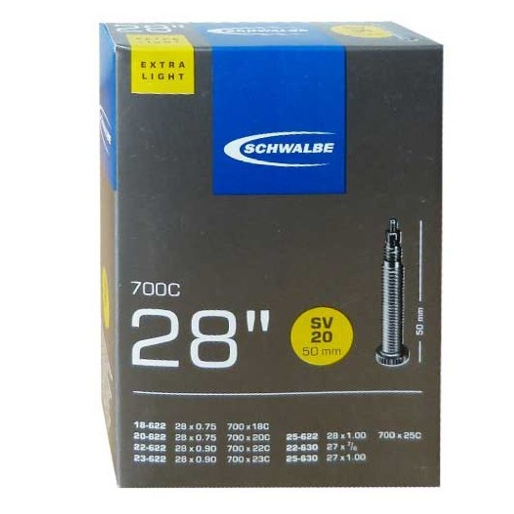 Камера. 28"/700 спорт 05-10400103 SV20 EXTRA LIGHT (18/25-622/630) IB 50mm. SCHWALBE