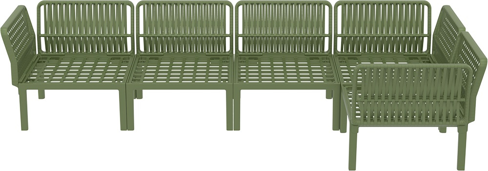 Комплект пластиковой мебели Siesta Contract Portofino Lounge Corner, оливковый, темно-серый
