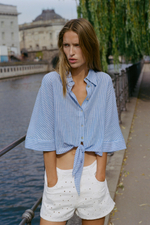 РУБАШКА ИЗ СМЕСОВОГО ЛЬНА С УЗЛОМ — ZARA