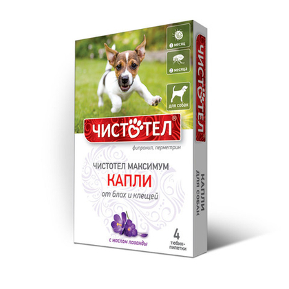 ЧИСТОТЕЛ МАКСИМУМ Капли от блох и клещей для собак (4 пипетки)