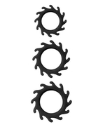 Набор из 3 эрекционных колец MENZSTUFF BUZZ SAW COCK RING SET (Цвет: черный)