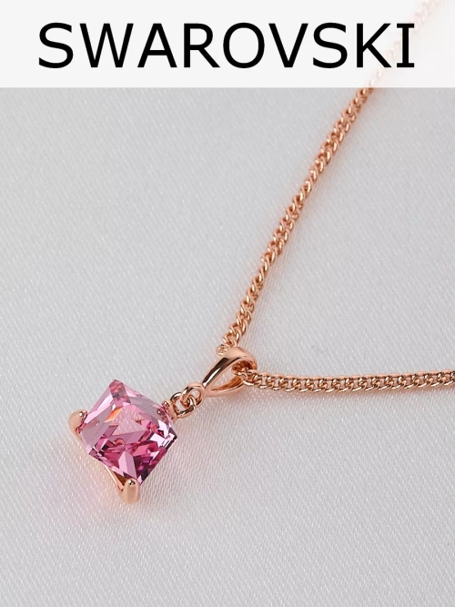 Кулон-кубик Миражи с розовым кристаллом Swarovski