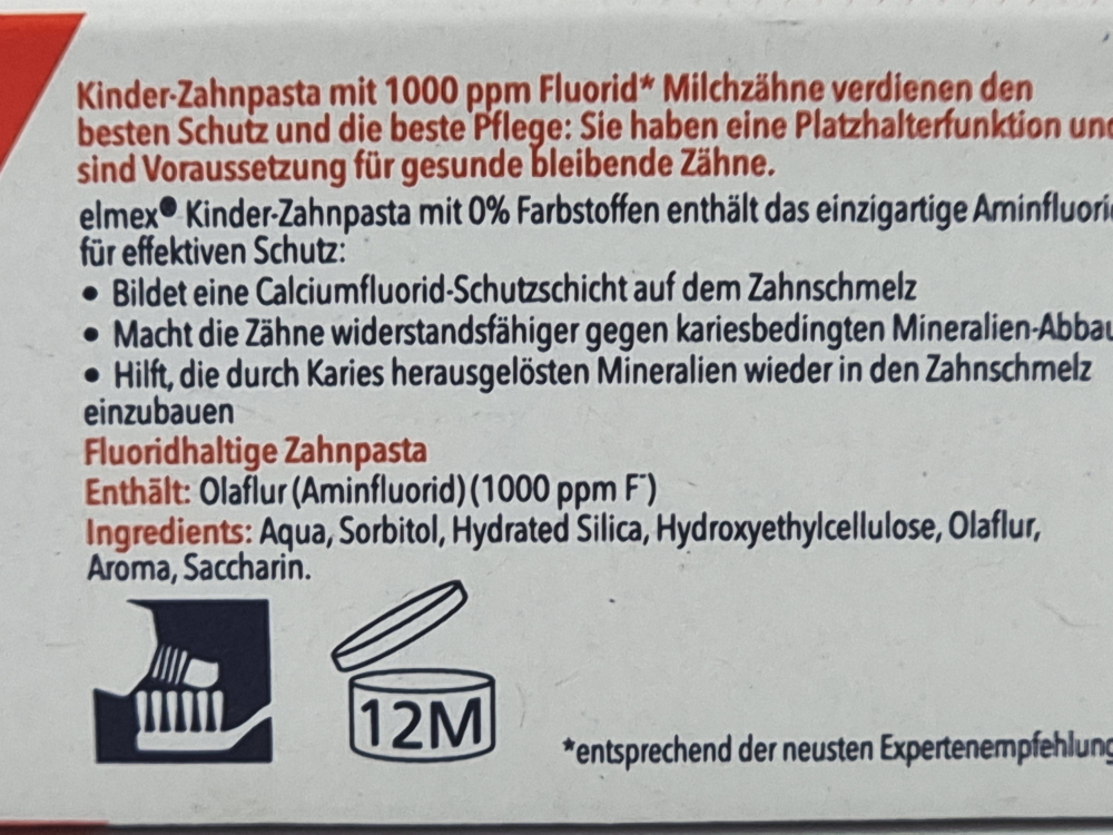 Зубная паста детская Kinder с фтором (1000 ppm) от 2 до 6 лет, 50 мл (из Финляндии)