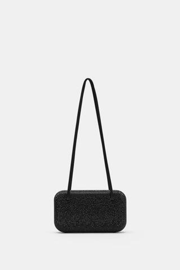 ZARA БЛЕСТЯЩАЯ СУМКА НА ПЛЕЧО, ЧЕРНЫЙ