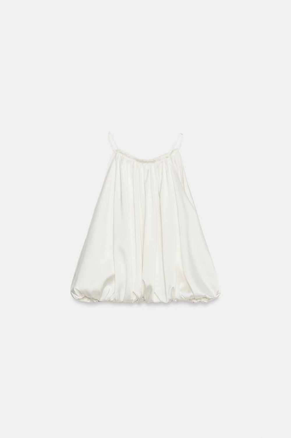ZARA АТЛАСНЫЙ ТОП-БАЛЛОН, ЖЕЛТОВАТО-БЕЛЫЙ