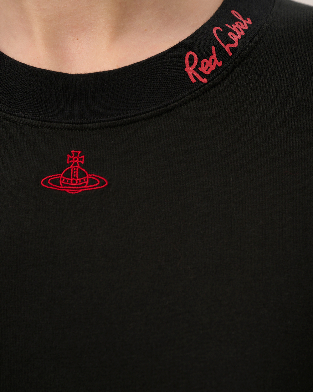 VIVIENNE WESTWOOD RED LABEL ЛОНГСЛИВ ЧЕРНЫЙ С ВЫШИВКОЙ В ВИДЕ ЛОГОТИПА БРЕНДА