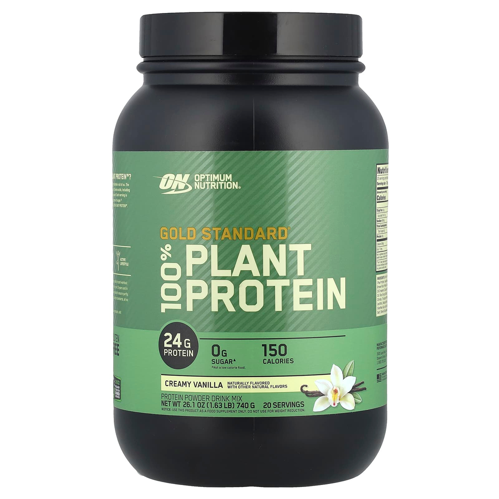 Optimum Nutrition, Золотой стандарт, 100% растительный протеин, сливочная ваниль, 740 г (1,63 фунта)