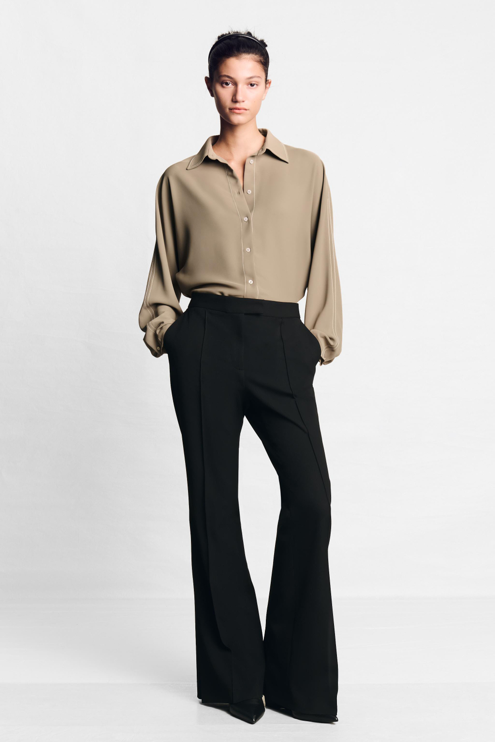 РУБАШКА С КОНТРАСТНОЙ СТРОЧКОЙ — ZARA