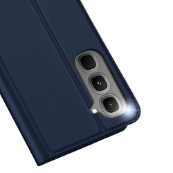 Чехол книжка из кожи синего цвета для Infinix Hot 70 Pro, серия Skin Pro Series от Dux Ducis
