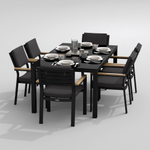 Обеденная группа Ideal Patio КАНА  БОНТА  каркас карбон, стол стекло 180, ткань антрацит