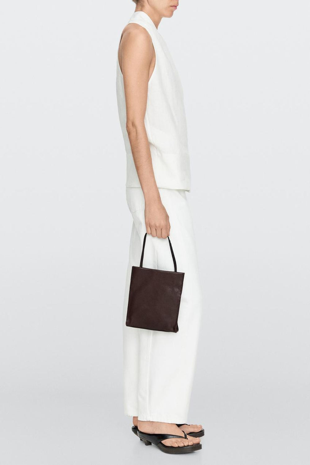 Massimo Dutti Сумка с двумя отделениями из кожи наппа, коричневый