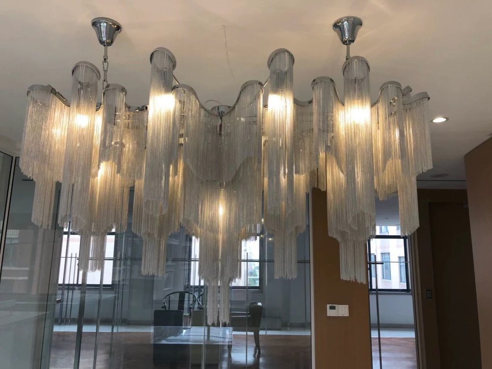 Pendant design lamp Stream by Terzani Long (Silver)