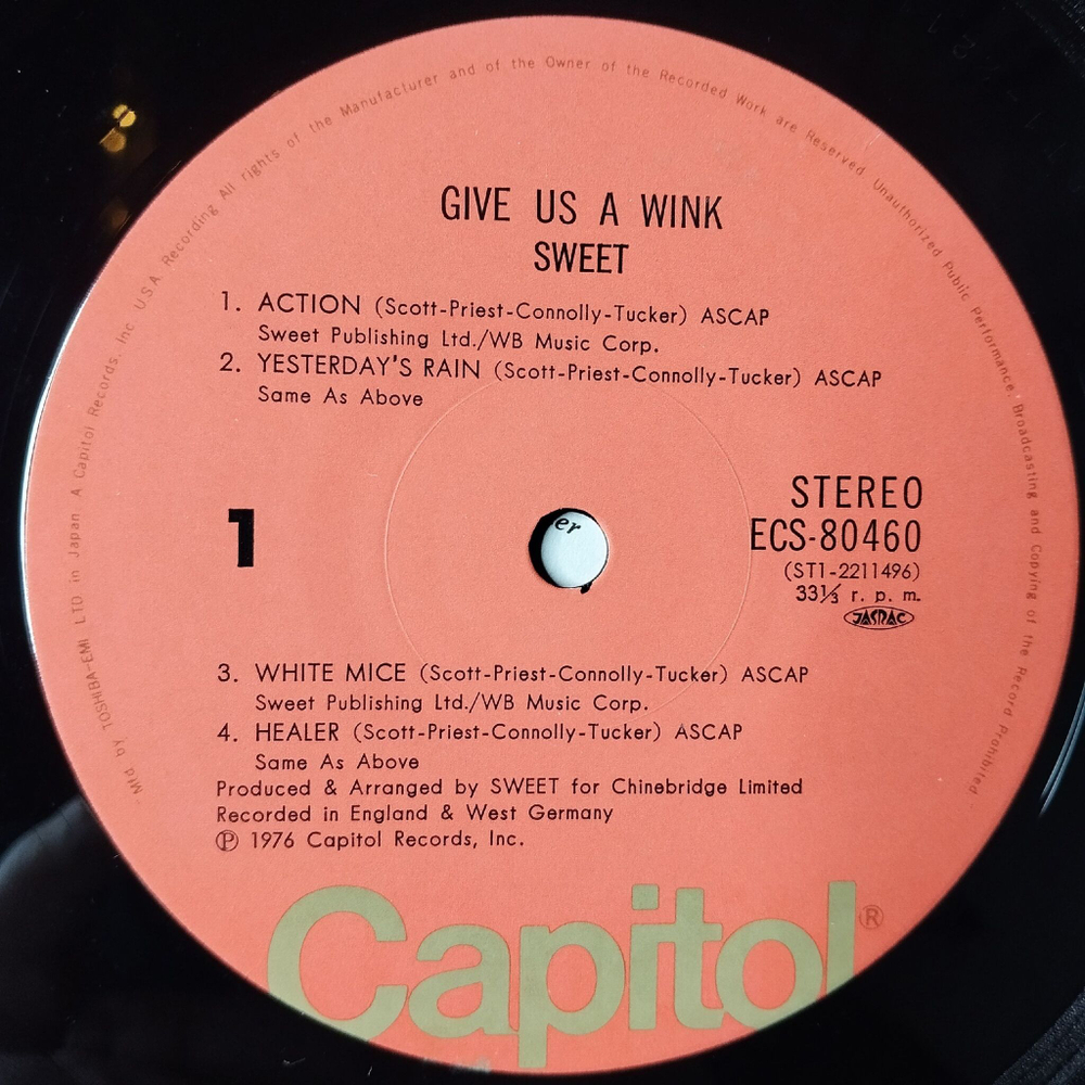 Винтажная виниловая пластинка LP Sweet Give Us A Wink (Japan 1976) (No Obi)
