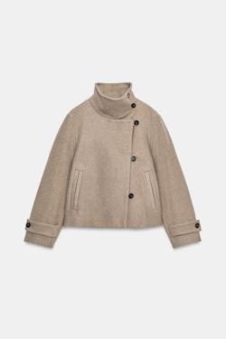ZARA МЯГКАЯ ДВУБОРТНАЯ КУРТКА, РЫЖЕВАТО-КОРИЧНЕВЫЙ