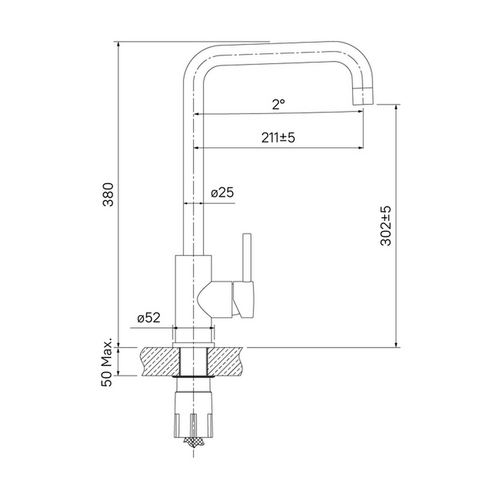 Смеситель для кухни 35к IDDIS K05STL0i05 Китчен Лайн (Kitchen Line) нерж. сталь, высокий пов излив