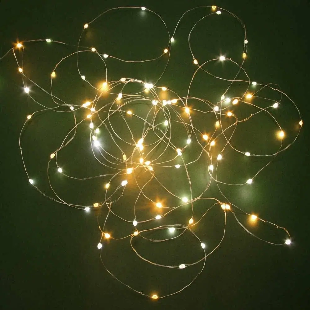 Электрогирлянда внутренняя Нить Паутинка 2м 100LED, теплый белый, серебряный кабель
