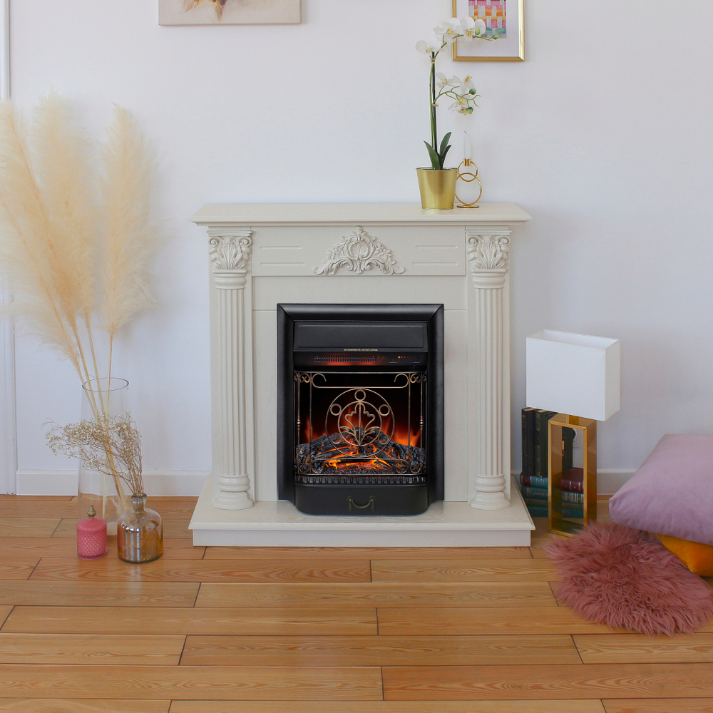Каминокомплект Real Flame Stefania WT-F612 с очагом Majestic Lux Black RC