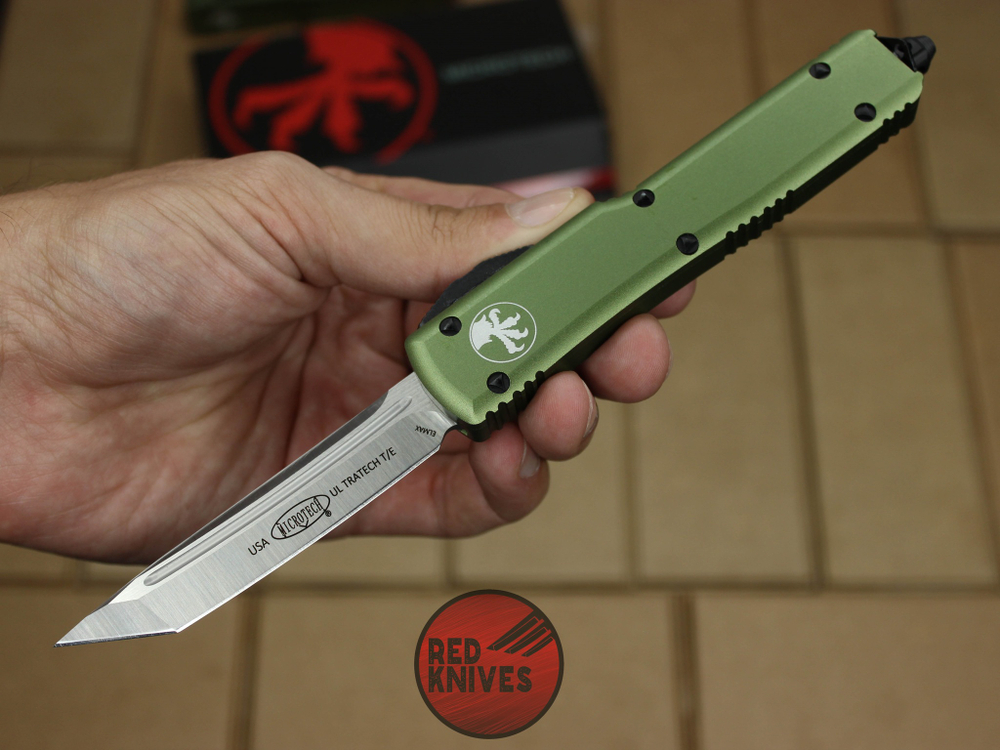 Нож Microtech Ultratech T/E - зеленая рукоять, танто сатин клинок RK-362