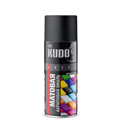 Эмаль аэроз. KUDO  акрил. универс. высокоглянц. черная (матовая) 520мл / RAL9005М