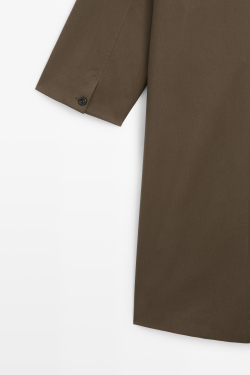 Massimo Dutti Тренч со шлицами из смесового хлопка, кротово-коричневый