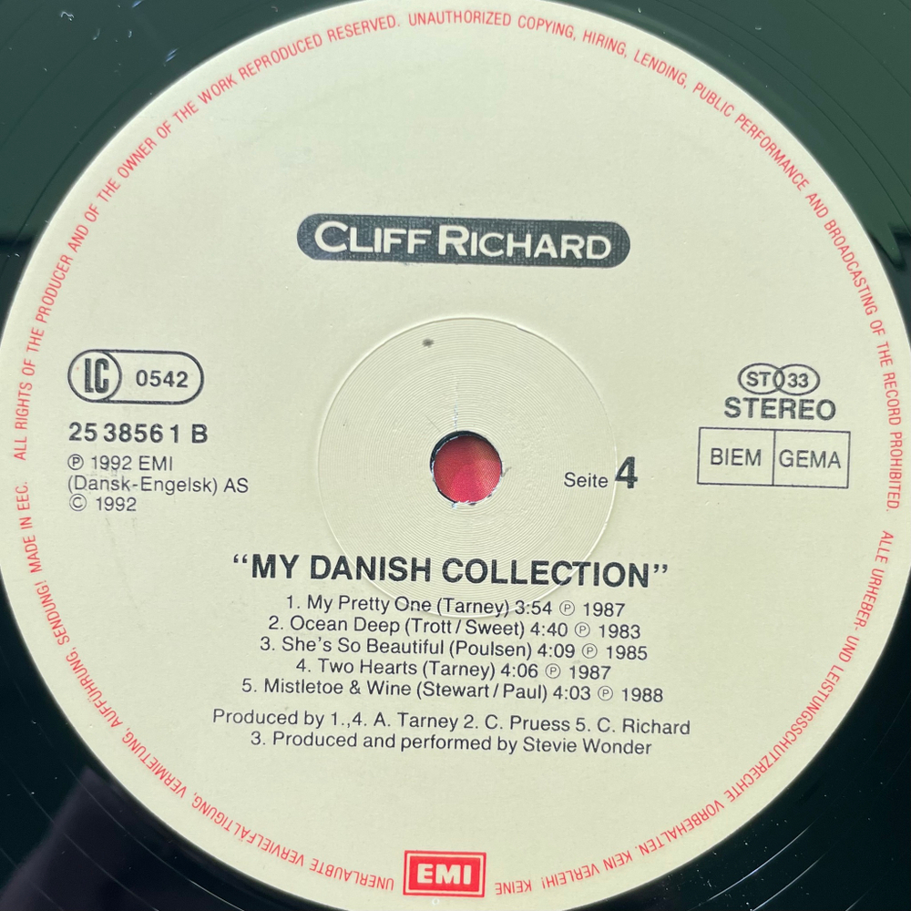 Cliff Richard ‎– My Danish Collection 2LP (Европа 1992г.)