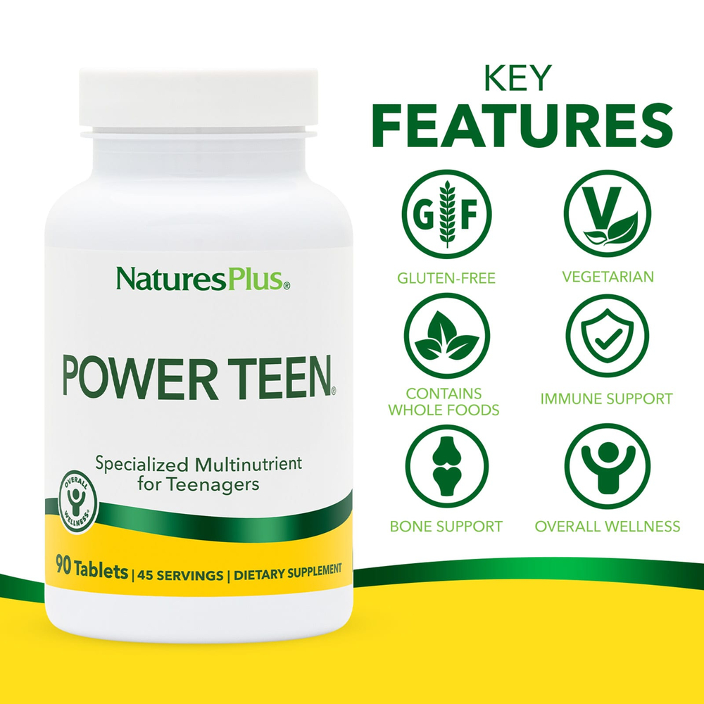 NaturesPlus, Source of Life, Power Teen, питательная добавка для подростков, 90 таблеток
