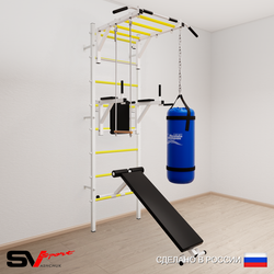 Шведская стенка Sv Sport усиленная 6533 (Турник рукоход/Брусья/Скамья/Трапеция/Цепь/Мешок 30кг)