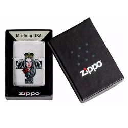Зажигалка Zippo 49262 Queen and Skull Design, Brushed Chrome