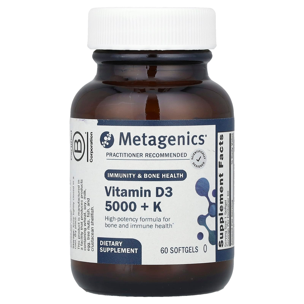 Metagenics, Витамин D3 5000 и K, 60 мягких таблеток