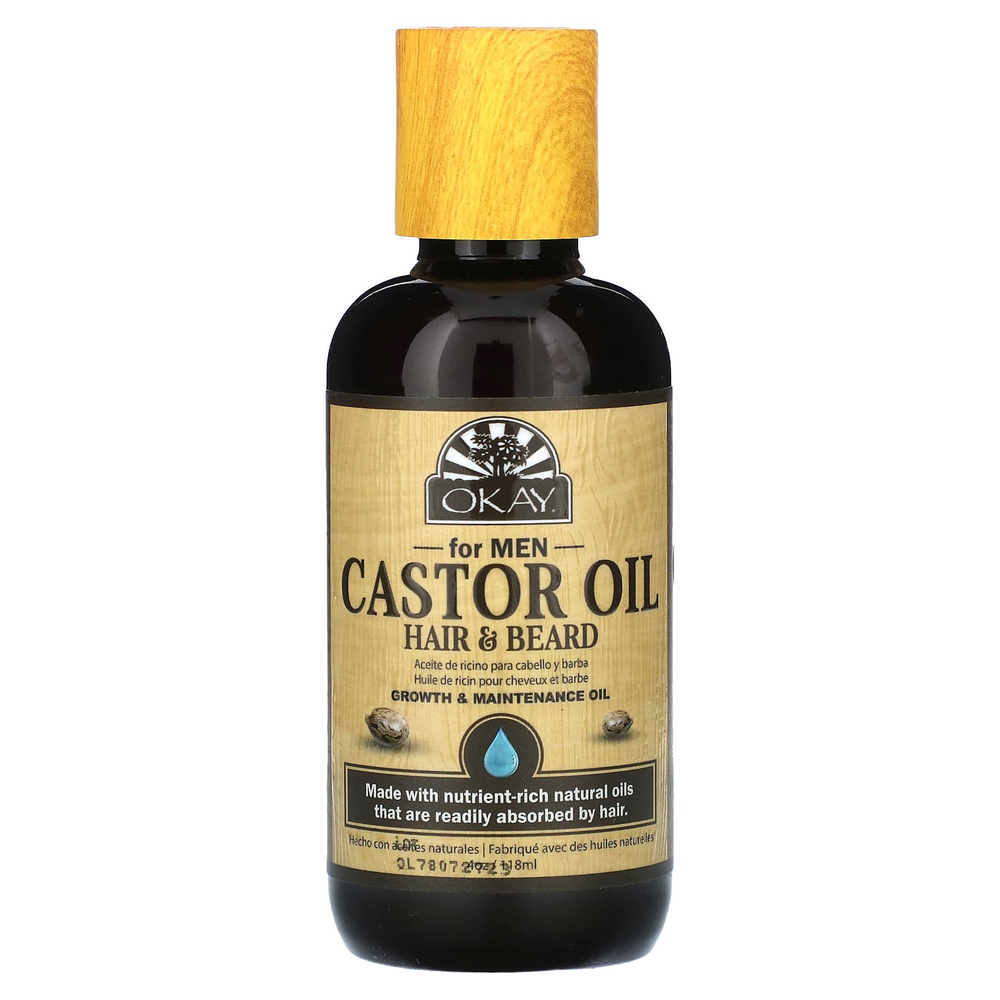 Okay Pure Naturals, Для мужчин, касторовое масло, для волос и бороды, 118 мл (4 унции)