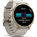 Смарт-часы Garmin Fenix 8 - 43 мм, AMOLED, Sapphire золотистый корпус, силиконовый и кожаный ремешок