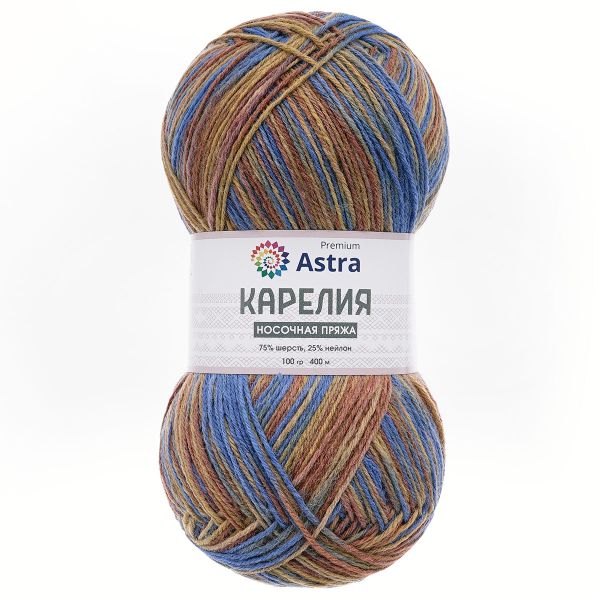 Пряжа Astra Premium (Астра Премиум) Карелия носочная (Karelia sock) / уп.2 мот. по 100 г, 400 м, 1005